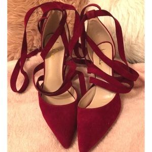 Lulus Red Lace Up Heels